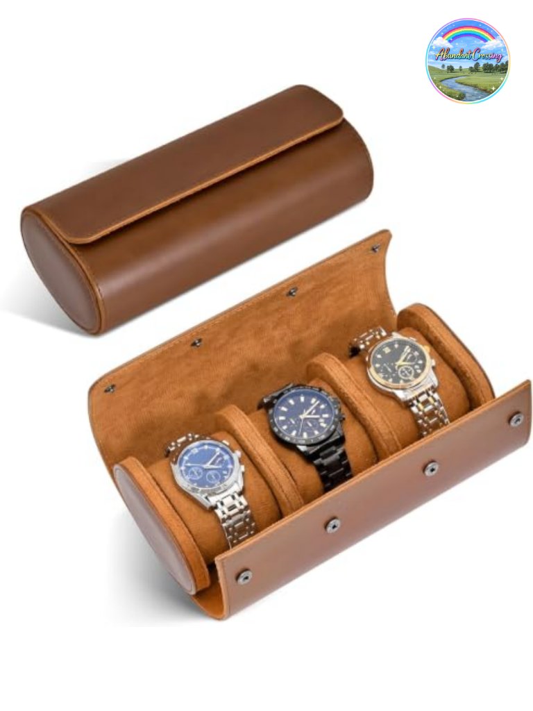 Watch Roll Travel Case For Men And Women 3 Slot Pu Leather Watch Organizer